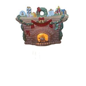 Vintage ceramic lighted Christmas, Eve fireplace mantle light